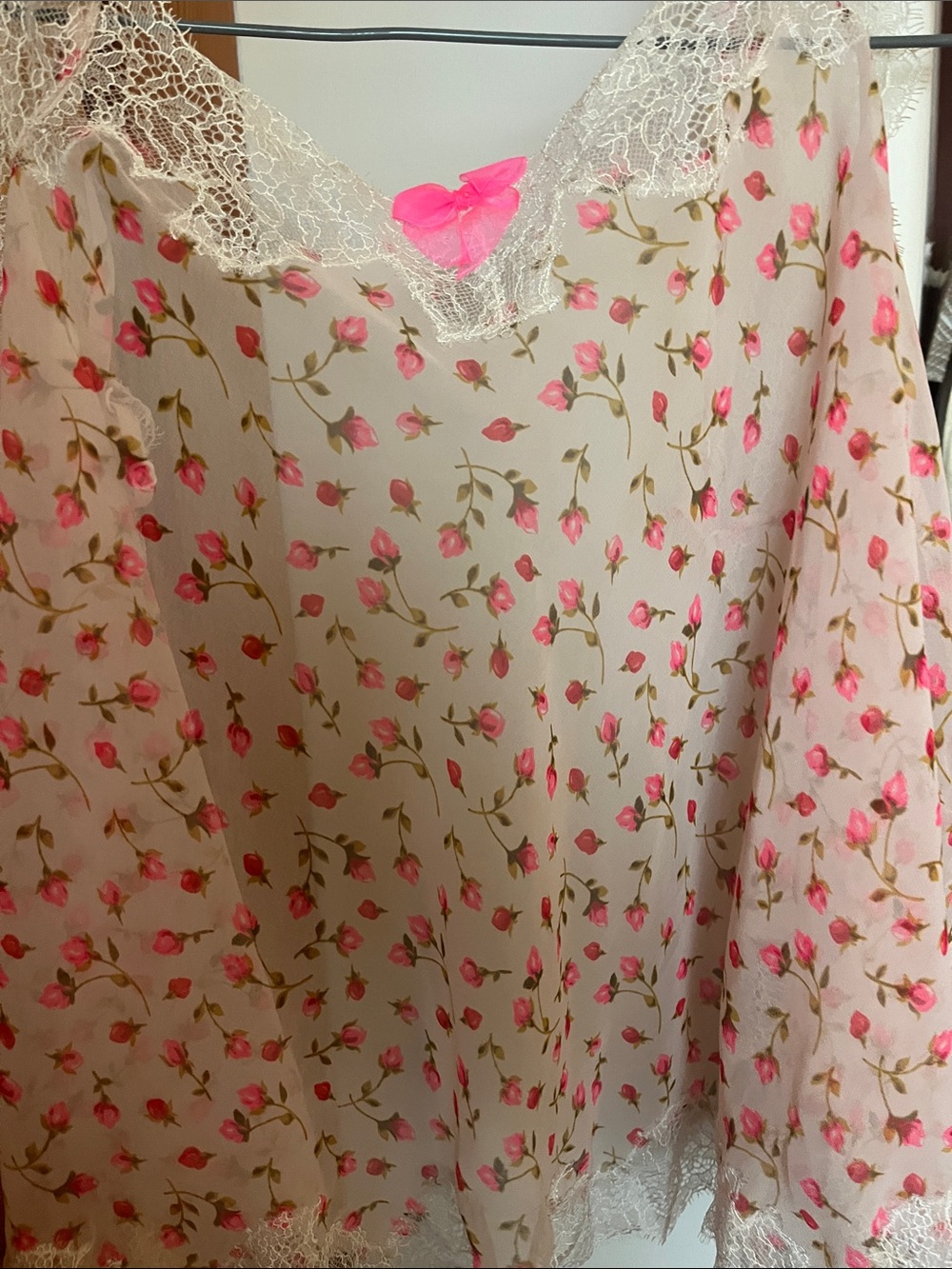 Victoria's Secret Pink Floral Lace-Trim Chemise